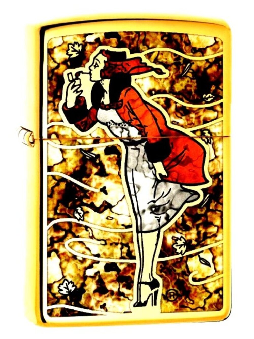 Zippo Lighter: Fusion Windy Girl - High Polish Brass